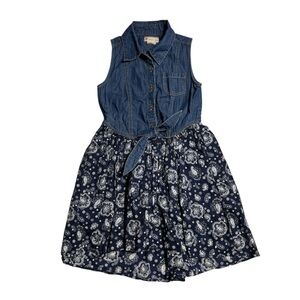 Denim And Glorsl print Blue Kids Dress